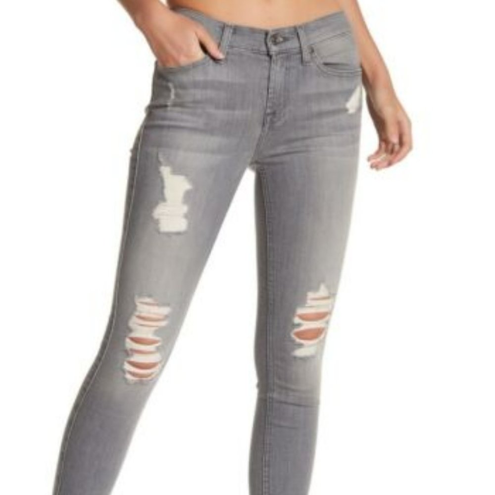 SKINNY STRETCH JEANS DISTRESSED GREY SKIES